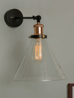 Homesake - Glass Cone Wall Lamp Rose Gold Loft Swing Light