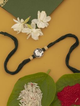 Praavy - 925 Sterling Silver Ganesha Rakhi with Oxidised for Brother