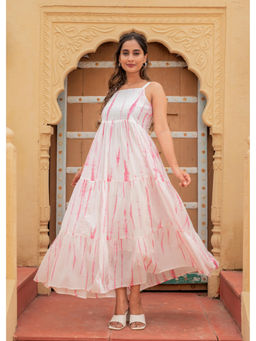 Juniper - Women Pink and White Tie-Dye Tiered Cotton Maxi Dress