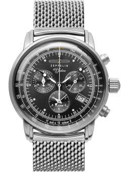 Zeppelin - Men Black Quartz Chronograph Metal Strap Watch-7680M2 (M)