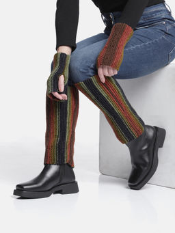 Magic Needles - Multi-Color Handmade Knitted Legwarmer and Gloves (Set of 2)
