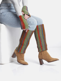 Magic Needles - Multi-Color Handmade Knitted Legwarmer and Gloves (Set of 2)