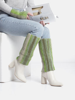 Magic Needles - Green Handmade Knitted Legwarmer and Gloves (Set of 2)