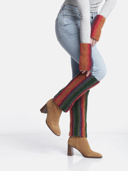 Magic Needles - Multi-Color Handmade Knitted Legwarmer and Gloves (Set of 2)