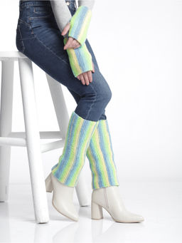 Magic Needles - Multi-Color Handmade Knitted Legwarmer and Gloves (Set of 2)