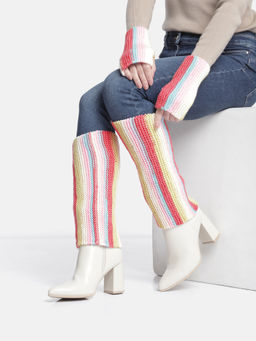 Magic Needles - Multi-Color Handmade Knitted Legwarmer and Gloves (Set of 2)