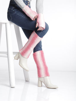 Magic Needles - Pink Handmade Knitted Legwarmer and Gloves (Set of 2)