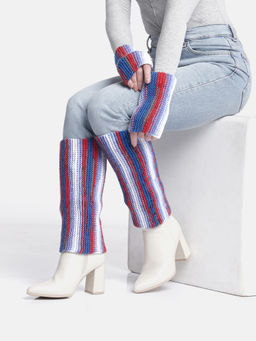 Magic Needles - Multi-Color Handmade Knitted Legwarmer and Gloves (Set of 2)