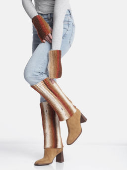 Magic Needles - Multi-Color Handmade Knitted Legwarmer and Gloves (Set of 2)