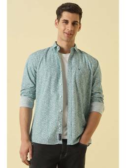 Allen Solly - Blue Printed Regular Fit Shirt
