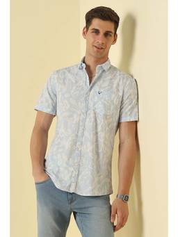 Allen Solly - Blue Printed Regular Fit Shirt