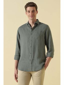 Allen Solly - Green Textured Regular Fit Shirt