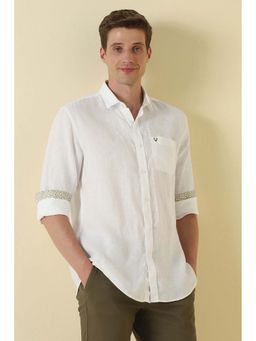 Allen Solly - White Textured Regular Fit Shirt