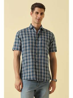 Allen Solly - Blue Checks Regular Fit Shirt
