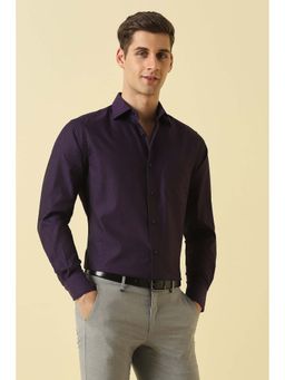 Allen Solly - Purple Textured Regular Fit Shirt