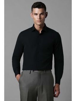 Louis Philippe - Black Solid Regular Fit Shirt