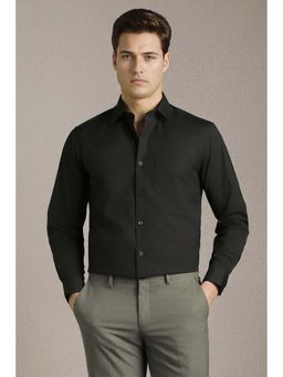Louis Philippe - Black Solid Regular Fit Shirt