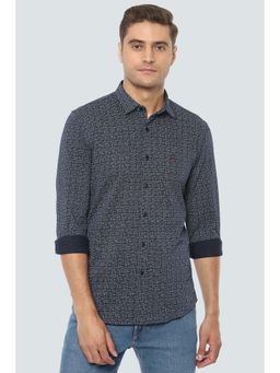 Louis Philippe - Navy Blue Printed Regular Fit Shirt