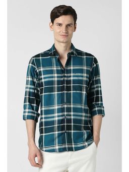 Peter England - Blue Checks Regular Fit Shirt