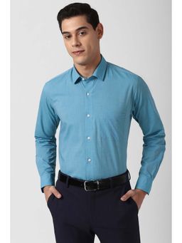 Peter England - Blue Solid Regular Fit Shirt