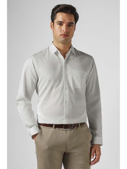Peter England - White Textured Regular Fit Shirt