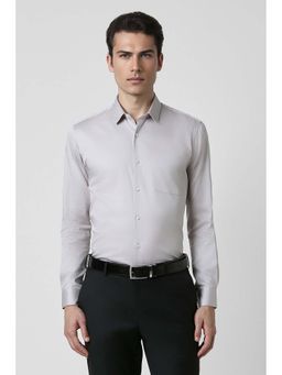 Peter England - Grey Solid Regular Fit Shirt
