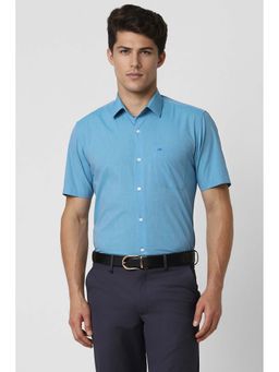 Peter England - Blue Solid Regular Fit Shirt