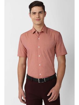 Peter England - Peach Solid Regular Fit Shirt