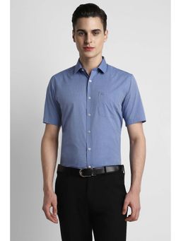 Peter England - Blue Textured Regular Fit Shirt