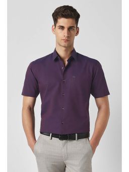 Peter England - Purple Textured Regular Fit Shirt