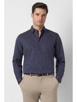 Peter England - Navy Blue Checks Regular Fit Shirt