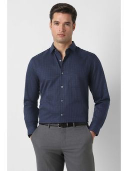 Peter England - Navy Blue Checks Regular Fit Shirt
