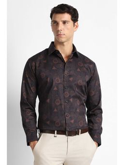 Van Heusen - Black Printed Regular Fit Shirt