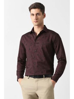 Van Heusen - Maroon Printed Regular Fit Shirt