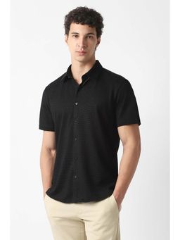Van Heusen - Black Textured Regular Fit Shirt