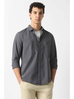 Van Heusen - Grey Solid Regular Fit Shirt