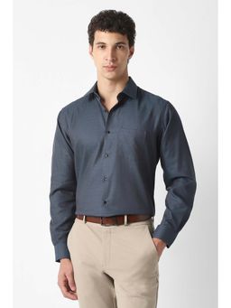 Van Heusen - Blue Textured Regular Fit Shirt