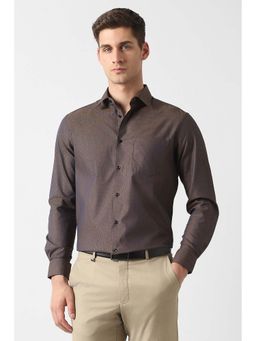 Van Heusen - Brown Textured Regular Fit Shirt