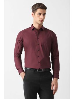 Van Heusen - Maroon Solid Regular Fit Shirt