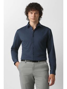 Van Heusen - Navy Blue Solid Regular Fit Shirt
