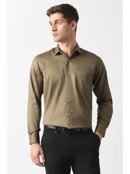 Van Heusen - Olive Solid Regular Fit Shirt
