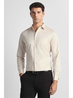 Van Heusen - Beige Textured Regular Fit Shirt