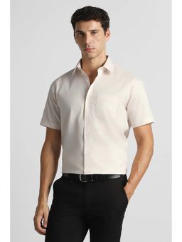 Van Heusen - Cream Textured Regular Fit Shirt
