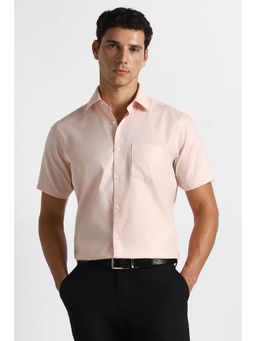 Van Heusen - Peach Textured Regular Fit Shirt