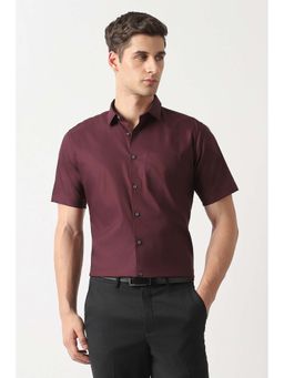 Van Heusen - Maroon Solid Regular Fit Shirt