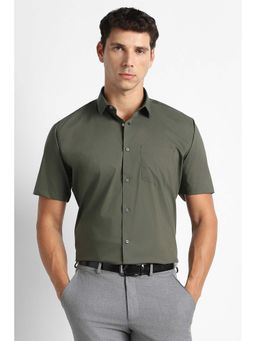 Van Heusen - Olive Solid Regular Fit Shirt