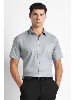 Van Heusen - Grey Solid Regular Fit Shirt