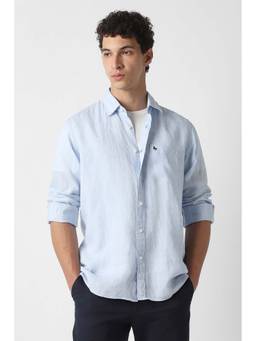 Van Heusen - Blue Textured Regular Fit Shirt