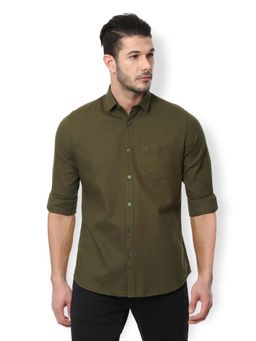 Van Heusen - Olive Solid Regular Fit Shirt