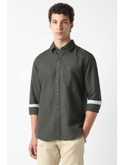 Van Heusen - Green Textured Regular Fit Shirt
